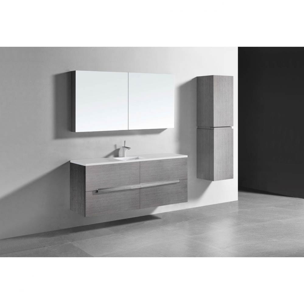 Madeli Urban 60C'' Wall hung  Vanity Cabinet in Ash Grey Finish/HW: Satin Brass(SB)