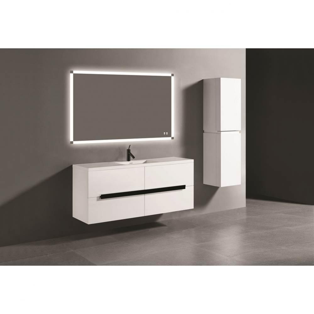 Madeli Urban 60C'' Wall hung  Vanity Cabinet in White Finish/HW: Polished Nickel(PN)