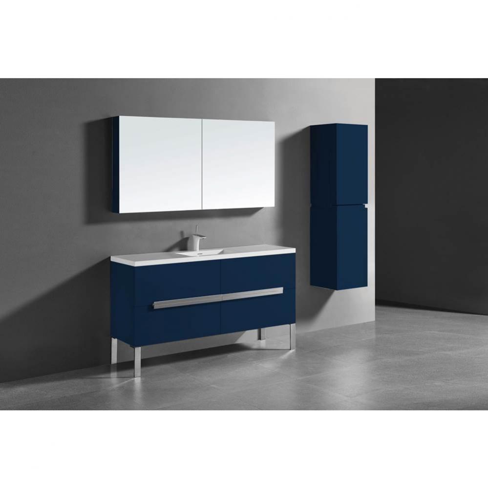 Madeli Soho 60C'' Free standing Vanity Cabinet in Sapphire/HW: Polished Chrome(PC)