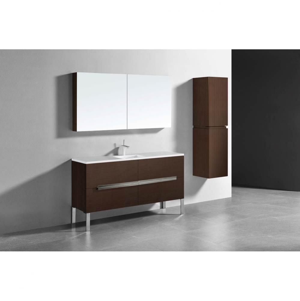 Madeli Soho 60C'' Free standing Vanity Cabinet in Walnut/HW: Polished Chrome(PC)