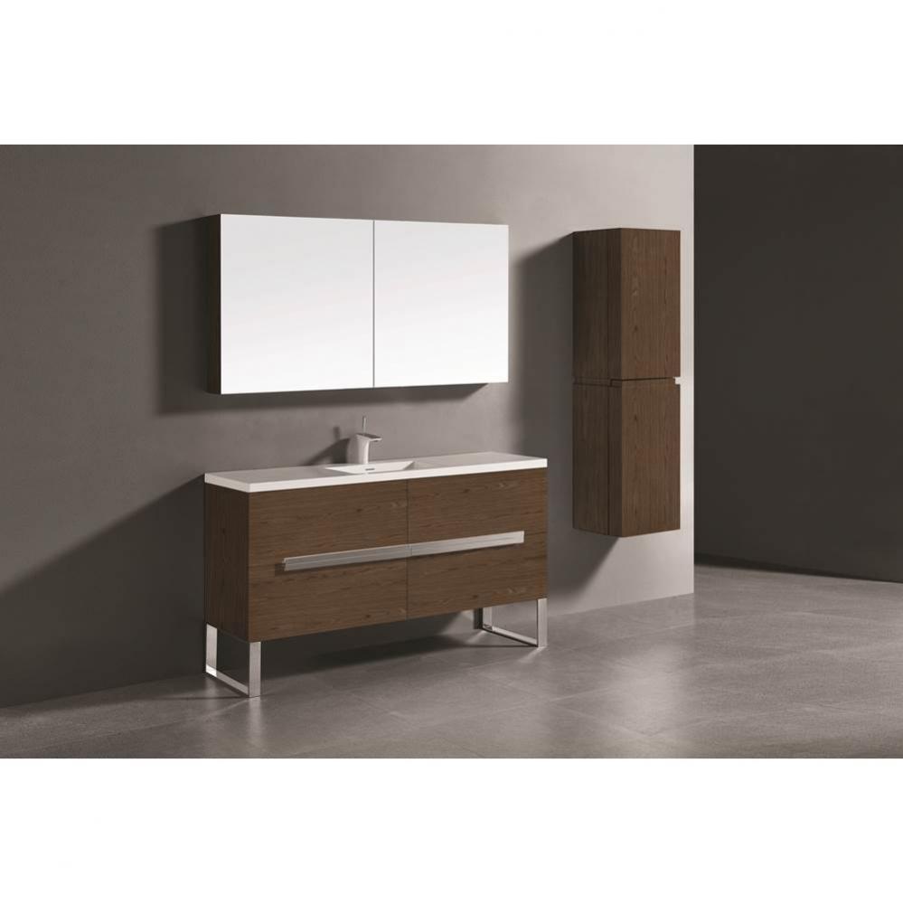 Madeli Soho 60C'' Free standing Vanity Cabinet in Brandy/HW: Polished Chrome(PC)