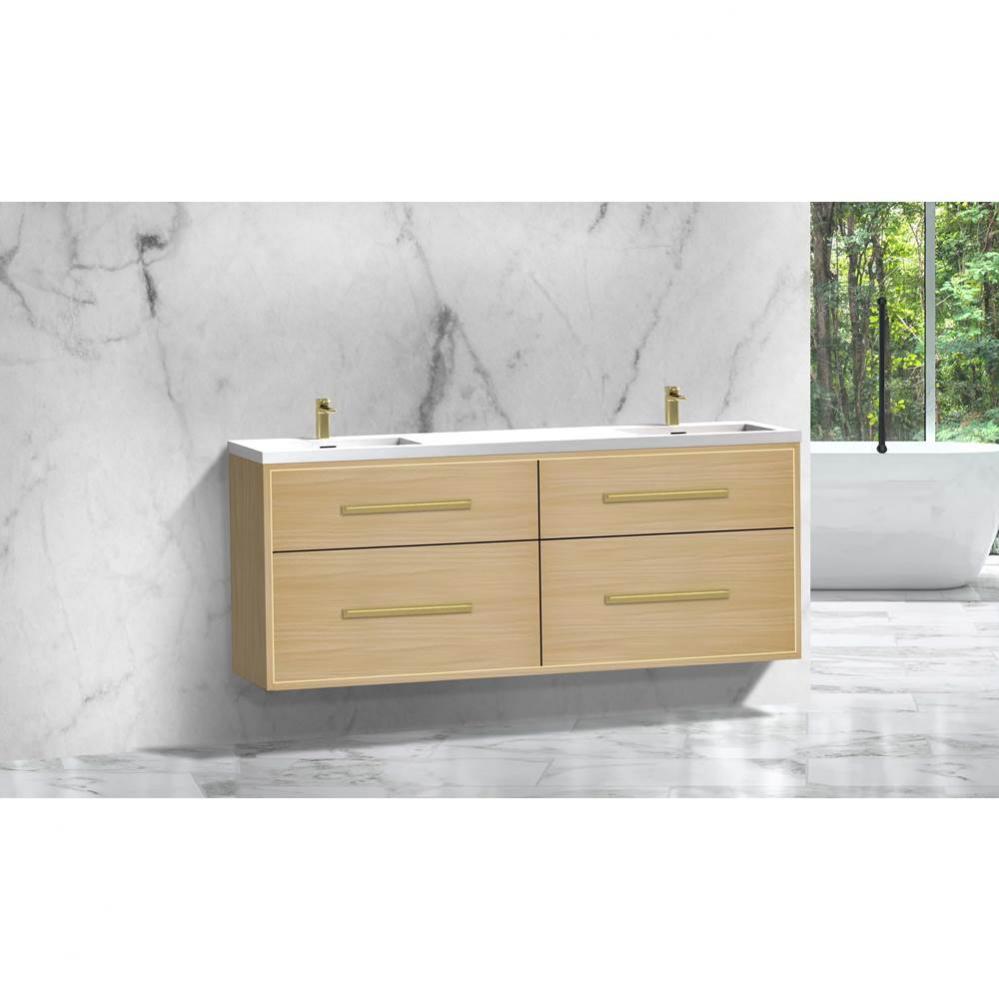 Madeli Apogee 72'' Wall hung  Vanity Cabinet in Natural Oak/HW: Brushed Nickel(BN)