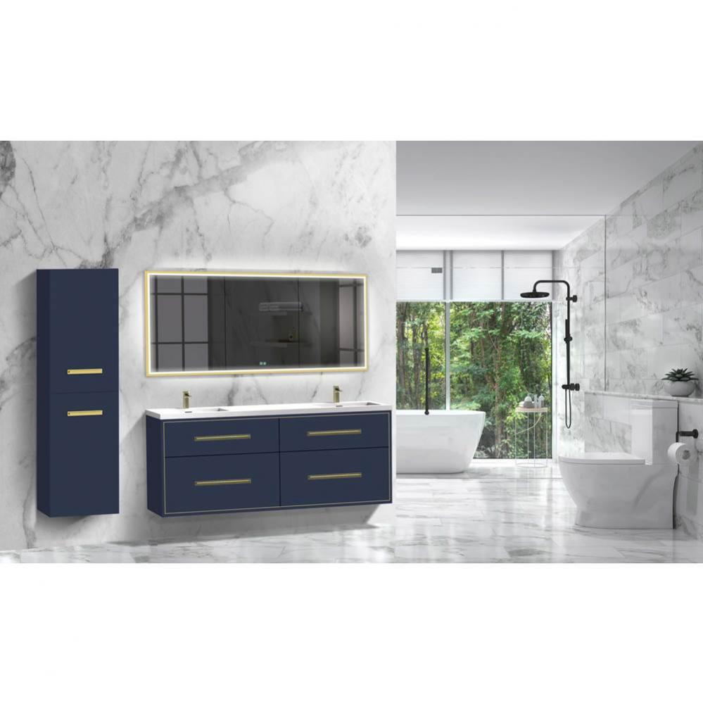 Madeli Apogee 72'' Wall hung Vanity Cabinet in Sapphire/HW: Polished Chrome(PC)