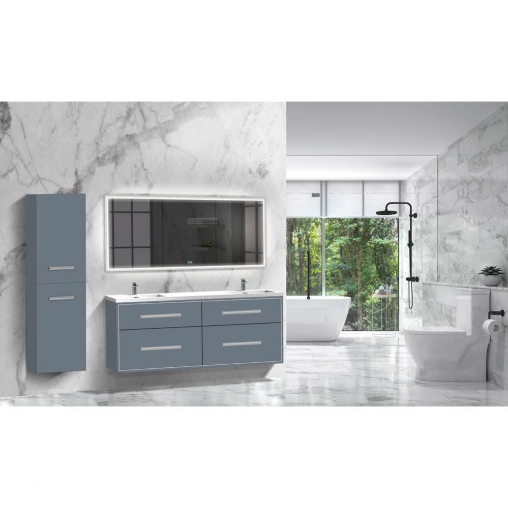 Madeli Apogee 72'' Wall hung Vanity Cabinet in Studio Grey/HW: Brushed Nickel(BN)