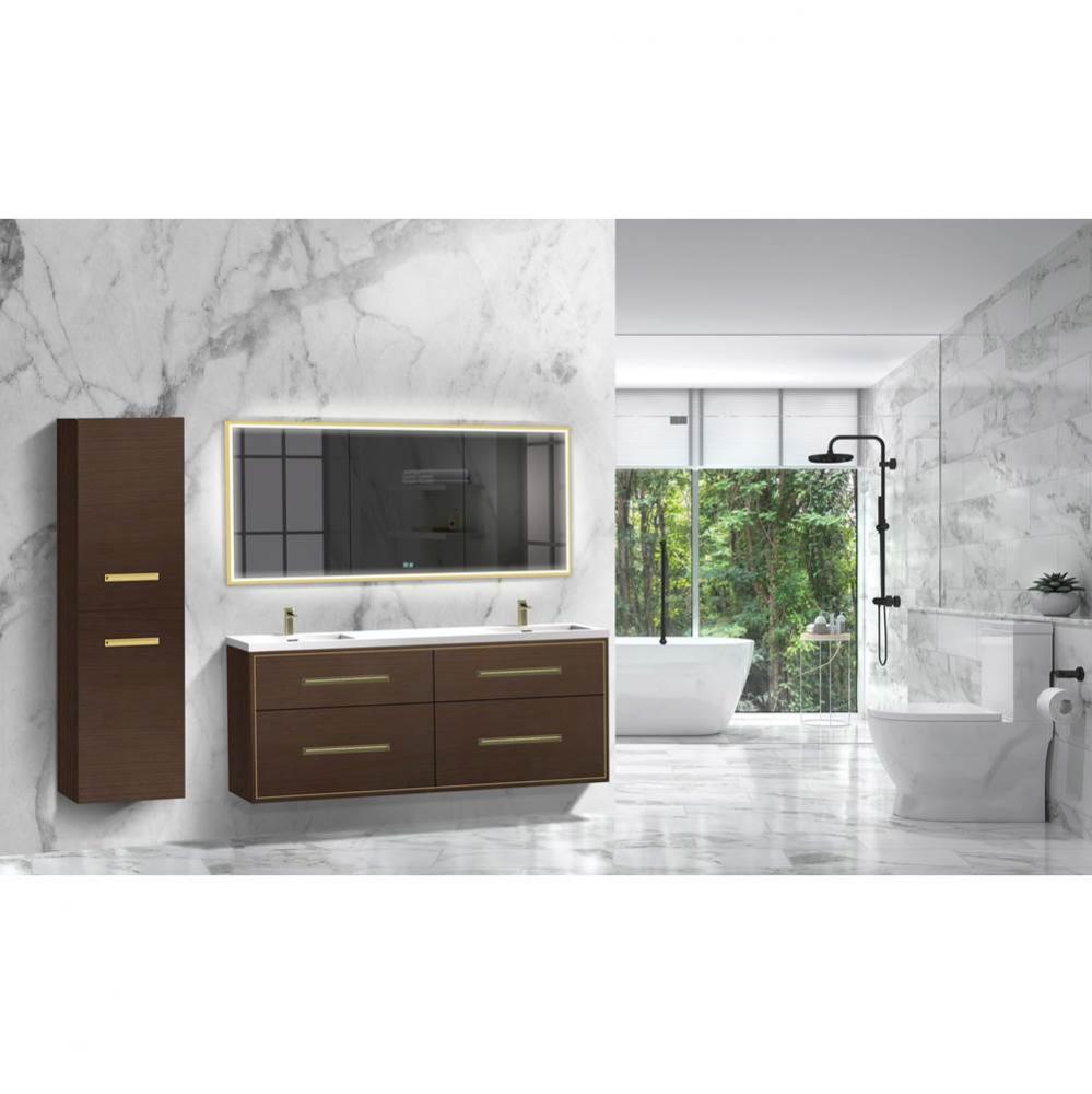 Madeli Apogee 72'' Wall hung Vanity Cabinet in Walnut/HW: Matte Black(MB)