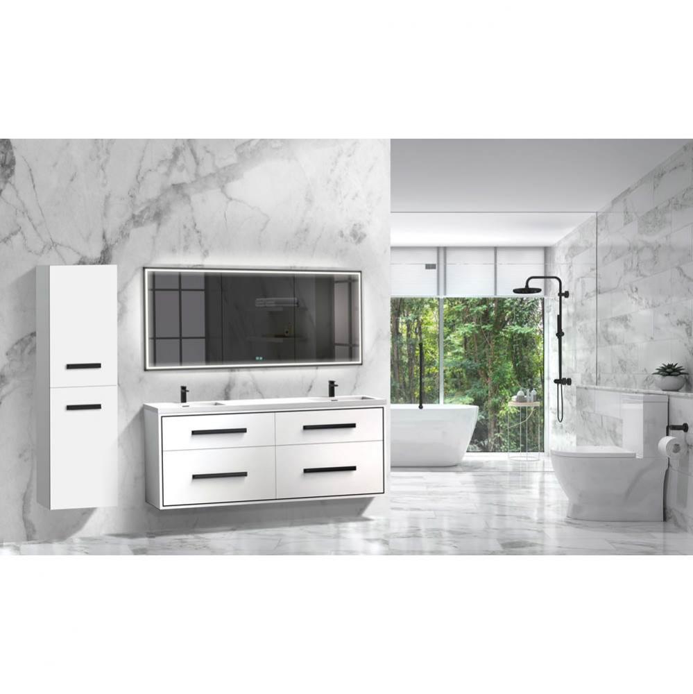 Madeli Apogee 72'' Wall hung Vanity Cabinet in White/HW: Polished Nickel(PN)