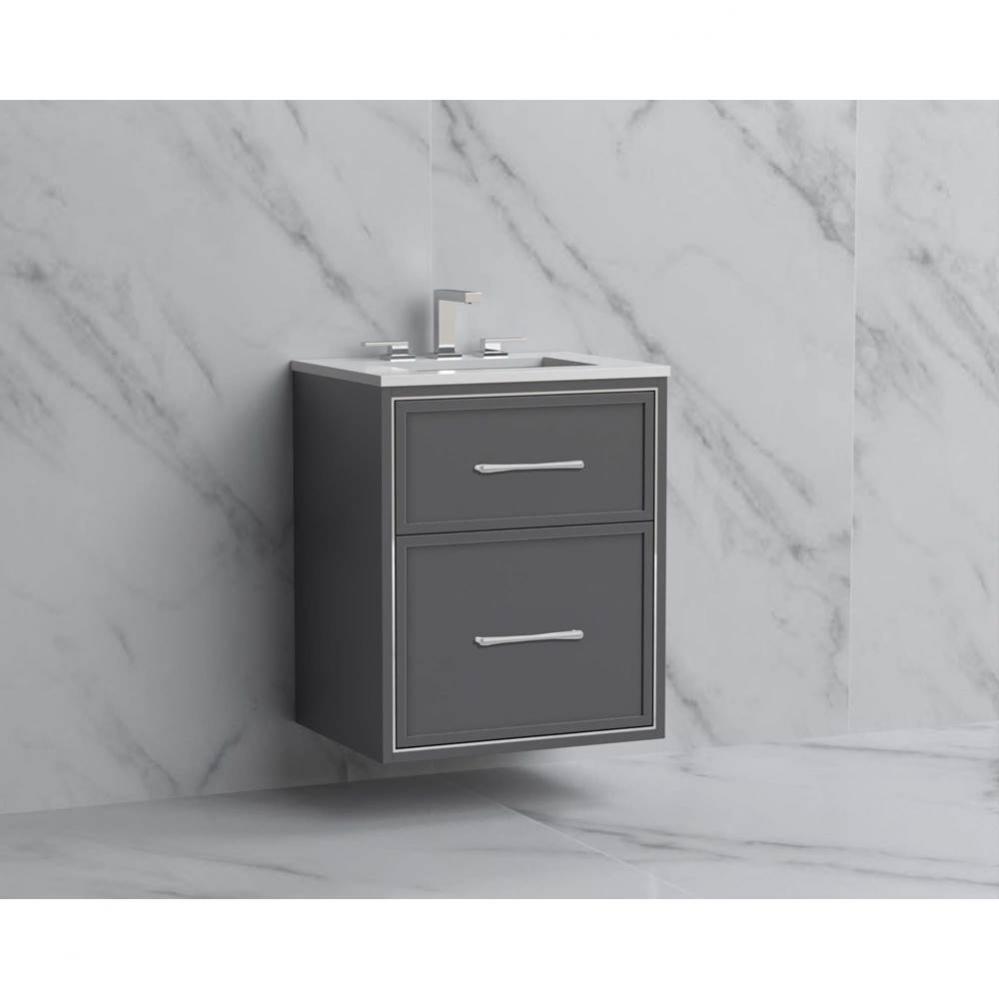 Madeli Edge 24'' Wall hung Vanity Cabinet in Studio Grey/HW:Handles Polished Chrome(PC)