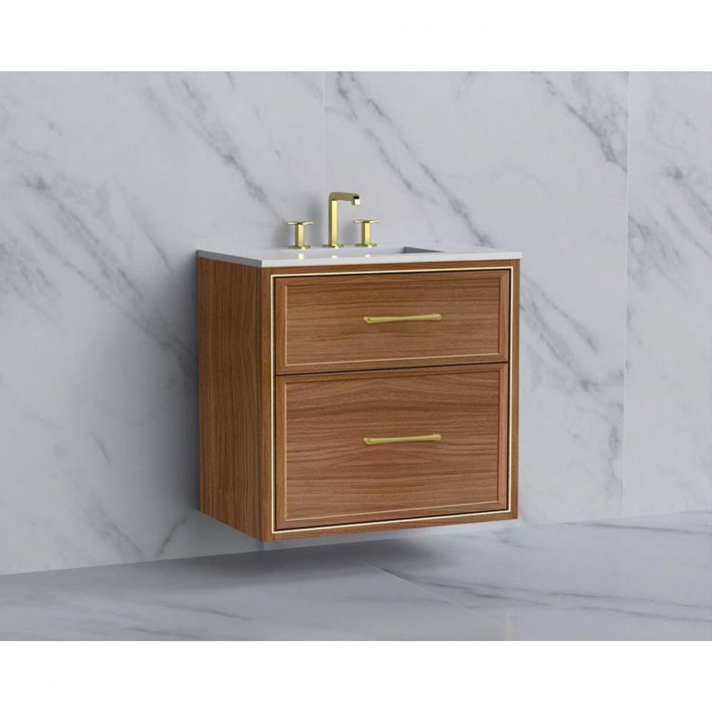 Madeli Edge 30'' Wall hung Vanity Cabinet in Natural Walnut/HW:Handles Polished Chrome(P