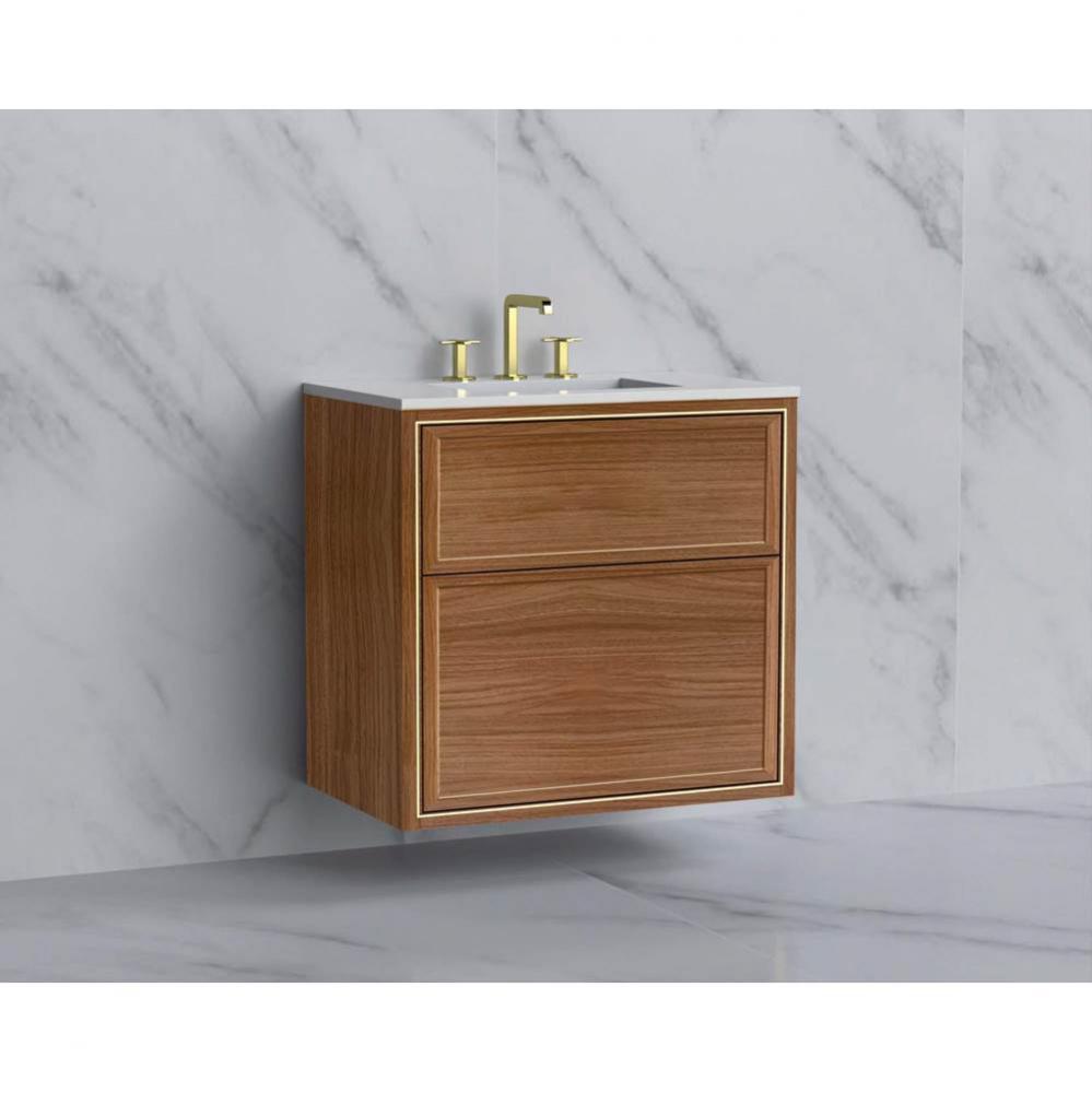 Madeli Edge 30'' Wall hung  Vanity Cabinet in Natural Walnut/HW: No Handles - Inlay  Pol