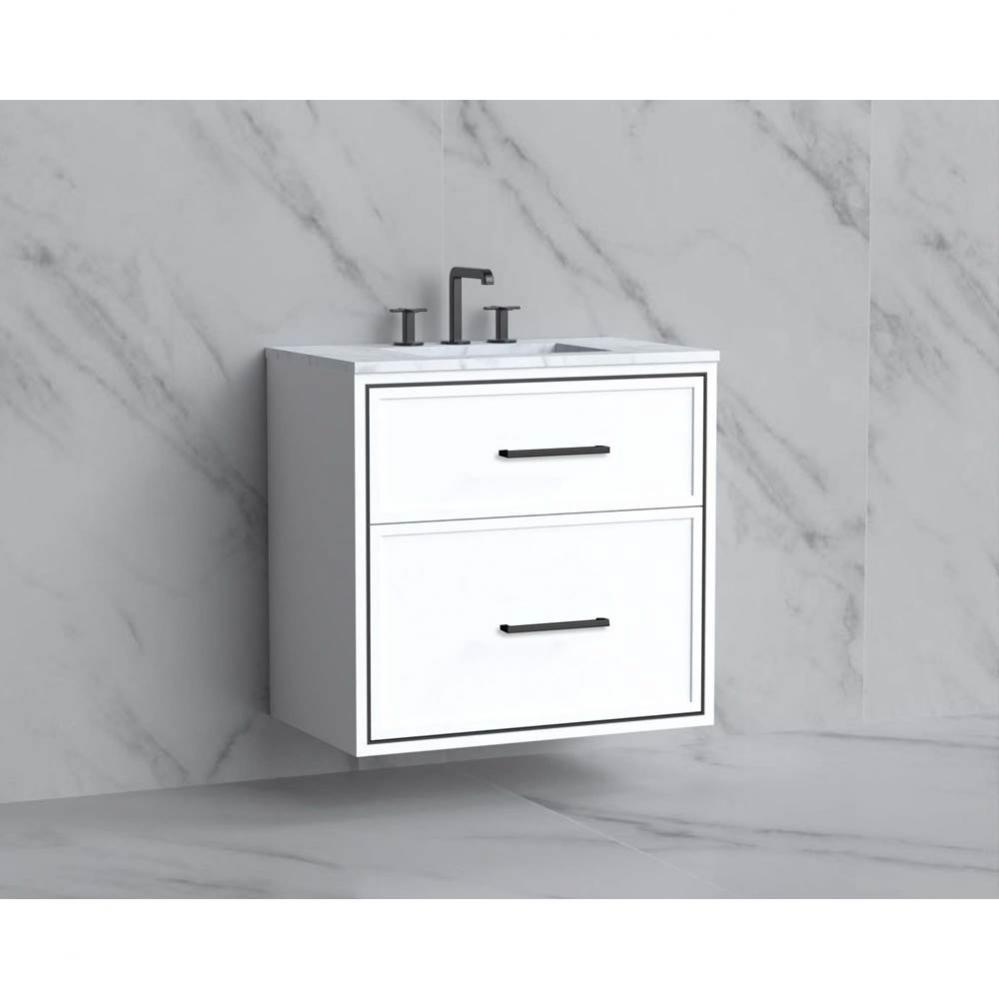 Madeli Edge 30'' Wall hung Vanity Cabinet in White/HW: Handles Polished Chrome(PC)