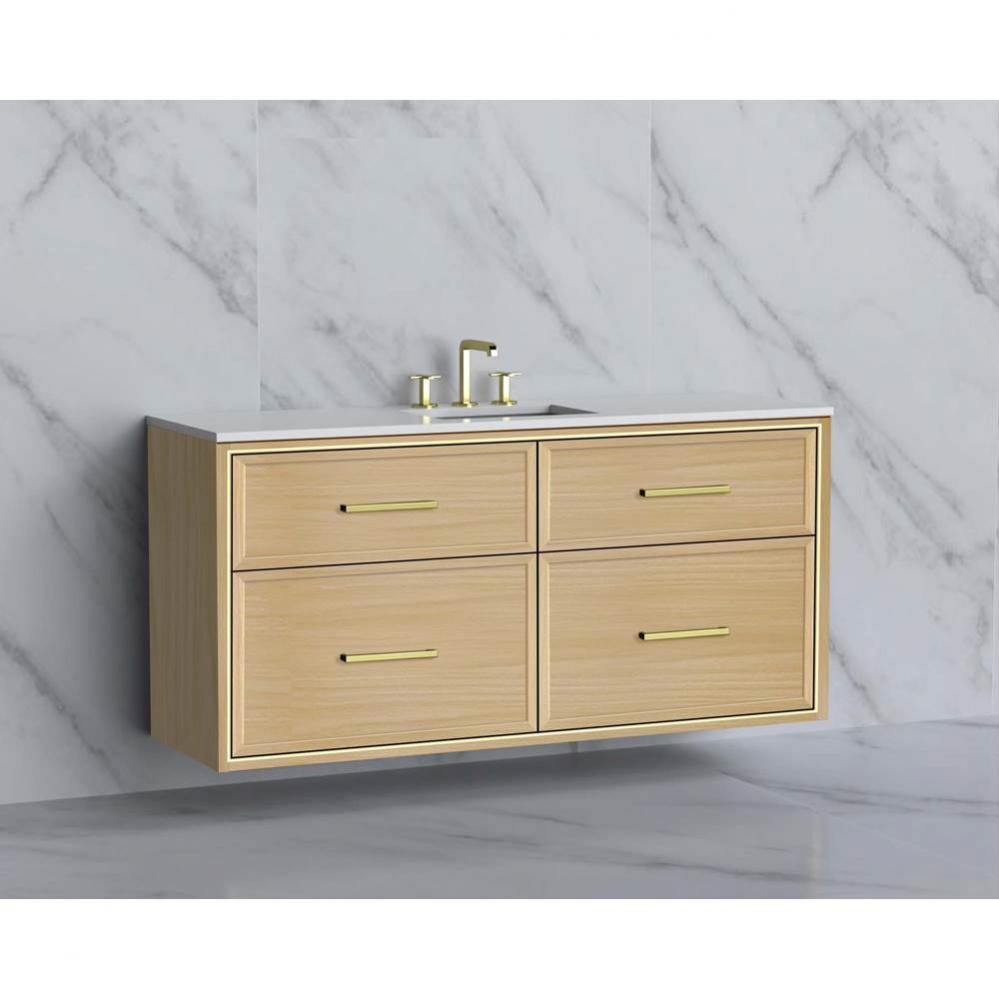 Madeli Edge 60C'' Wall hung Vanity Cabinet in Natural Oak/HW: Handles Polished Chrome(PC