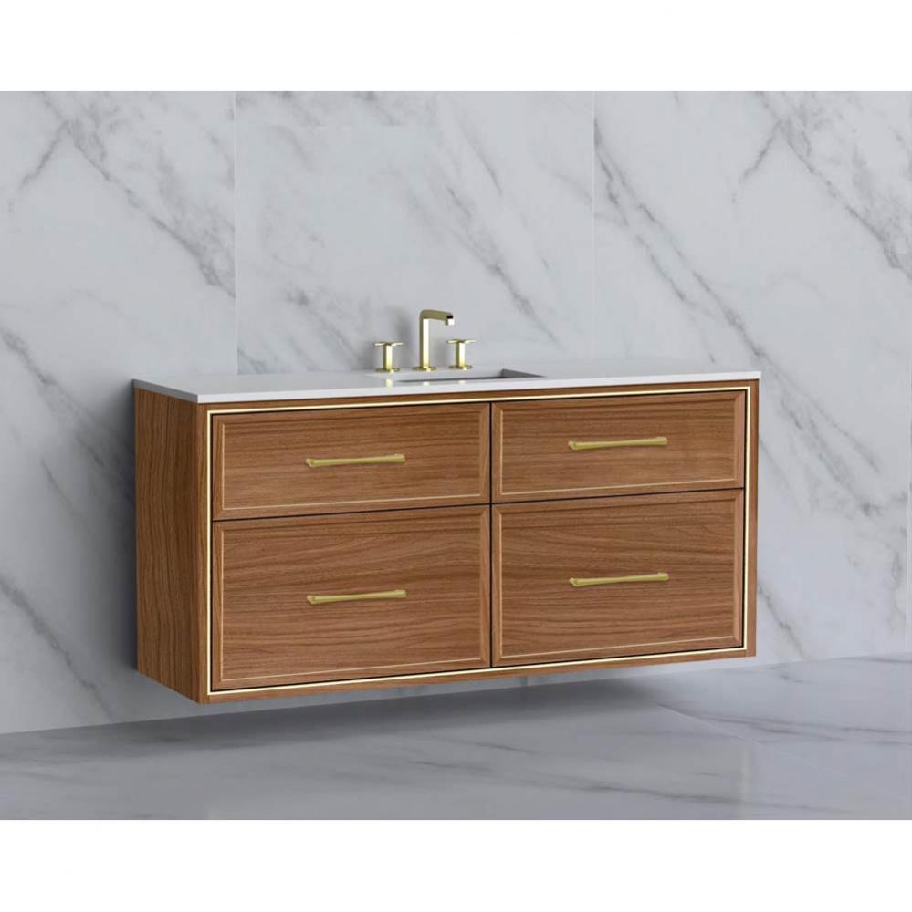 Madeli Edge 60C'' Wall hung Vanity Cabinet in Natural Walnut/HW:Handles Polished Chrome(