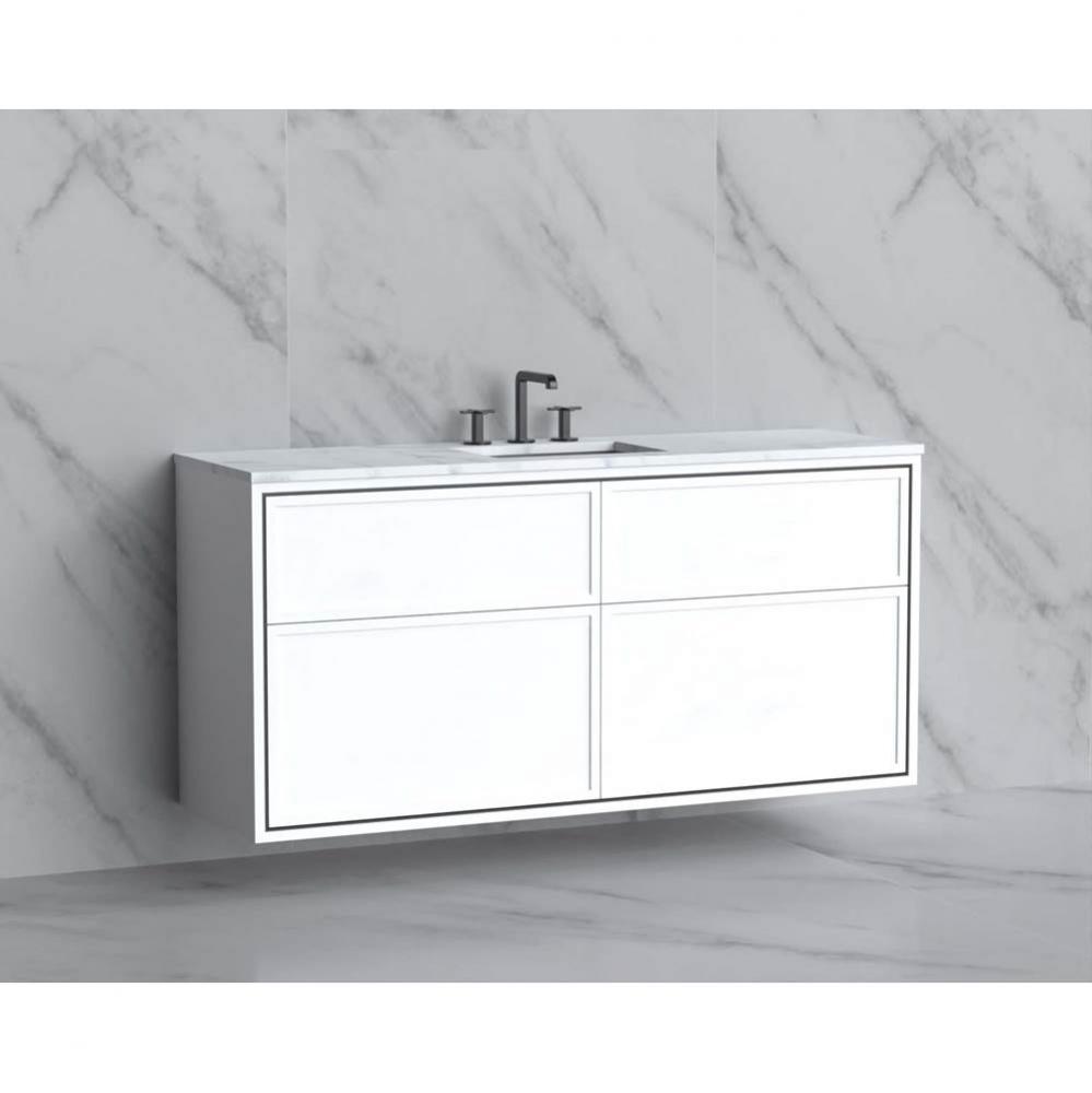 Madeli Edge 60C'' Wall hung Vanity Cabinet in White/HW: No Handles - Inlay  Polished Chr