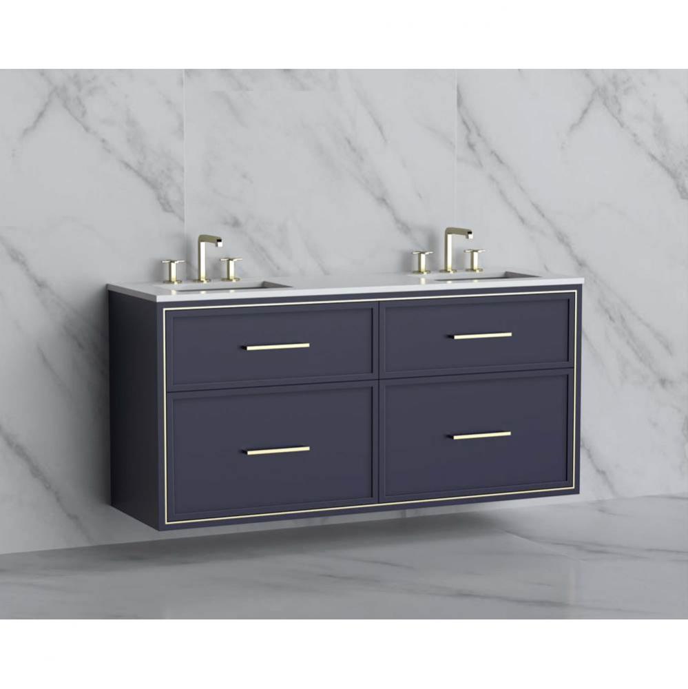 Madeli Edge 60D'' Wall hung Vanity Cabinet in Sapphire/HW: Handles Polished Chrome(PC)