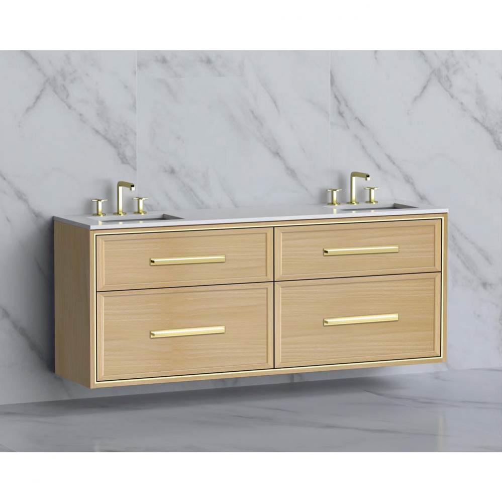 Madeli Edge 72'' Wall hung Vanity Cabinet in Natural Oak/HW: Handles Polished Chrome(PC)