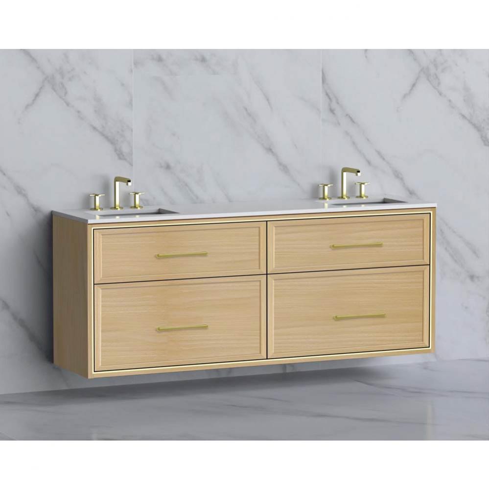 Madeli Edge 72'' Wall hung Vanity Cabinet in Natural Oak/HW: Handles Satin Brass(SB)