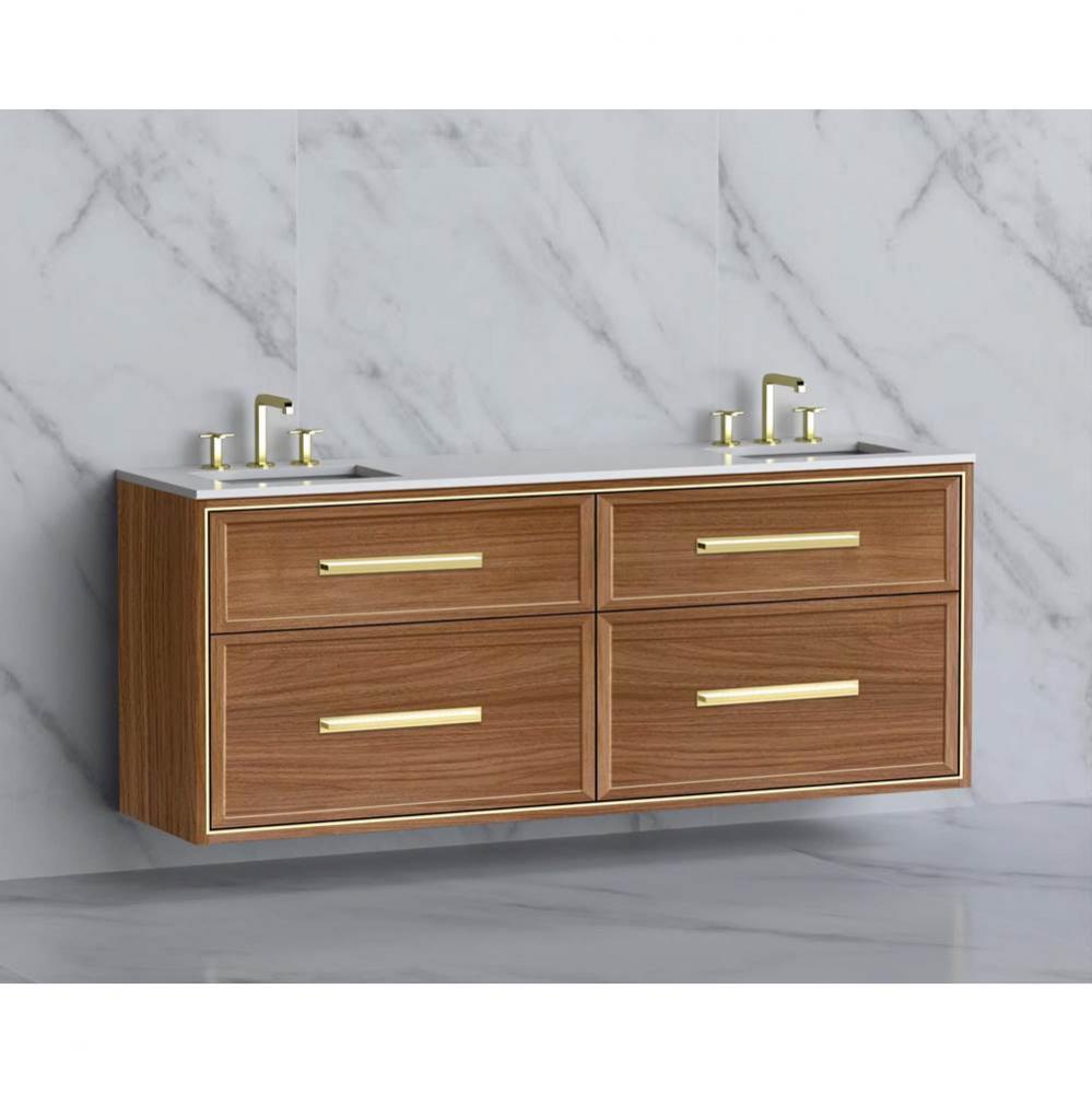 Madeli Edge 72'' Wall hung Vanity Cabinet in Natural Walnut/HW: Handles Matte Black(MB)