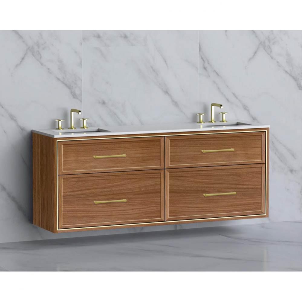 Madeli Edge 72'' Wall hung Vanity Cabinet in Natural Walnut/HW: Handles Matte Black(MB)