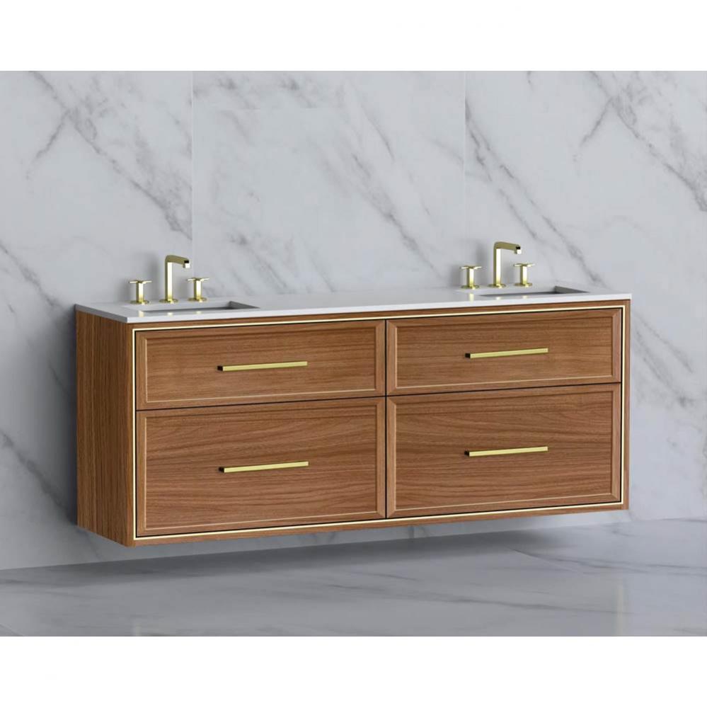 Madeli Edge 72'' Wall hung Vanity Cabinet in Natural Walnut/HW: Handles Matte Black(MB)