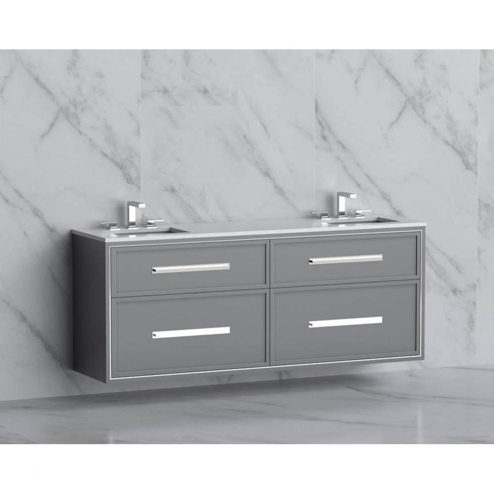 Madeli Edge 72'' Wall hung Vanity Cabinet in Studio Grey/HW: Handles Polished Chrome(PC)