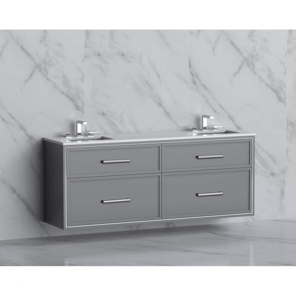 Madeli Edge 72'' Wall hung Vanity Cabinet in Studio Grey/HW: Handles Polished Chrome(PC)