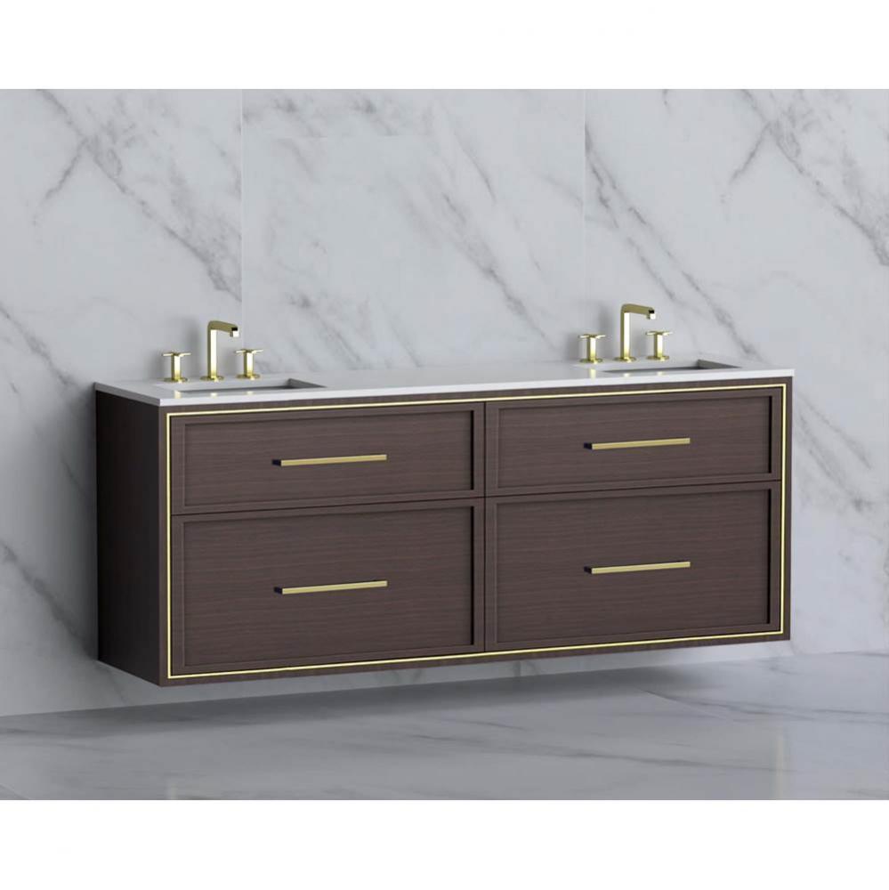 Madeli Edge 72'' Wall hung Vanity Cabinet in Walnut/HW: Handles Brushed Nickel(BN)