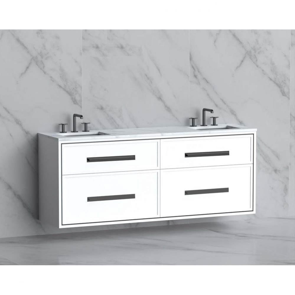 Madeli Edge 72'' Wall hung Vanity Cabinet in White/HW: Handles Matte Black(MB)