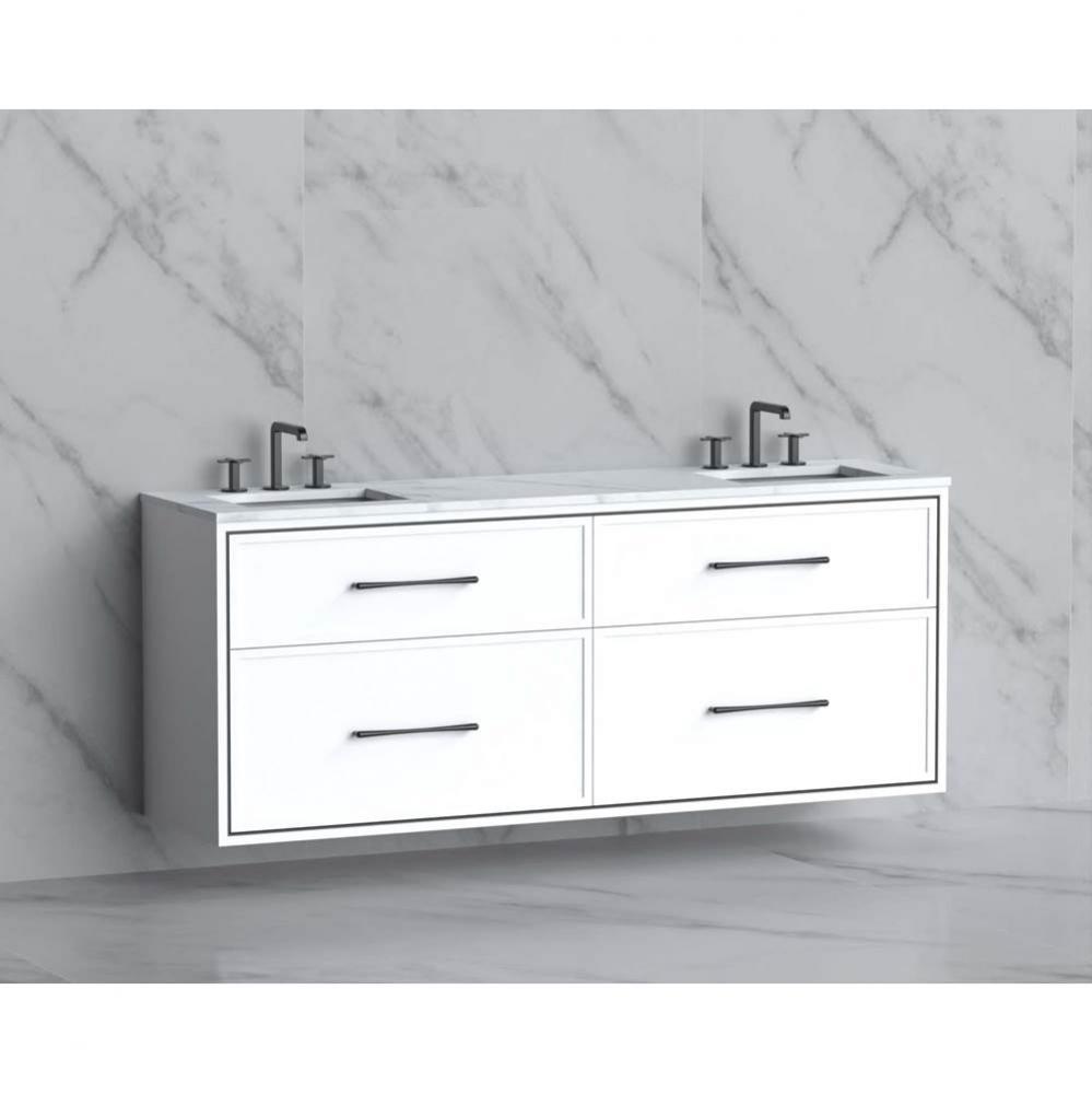 Madeli Edge 72'' Wall hung Vanity Cabinet in White/HW: Handles Brushed Nickel(BN)