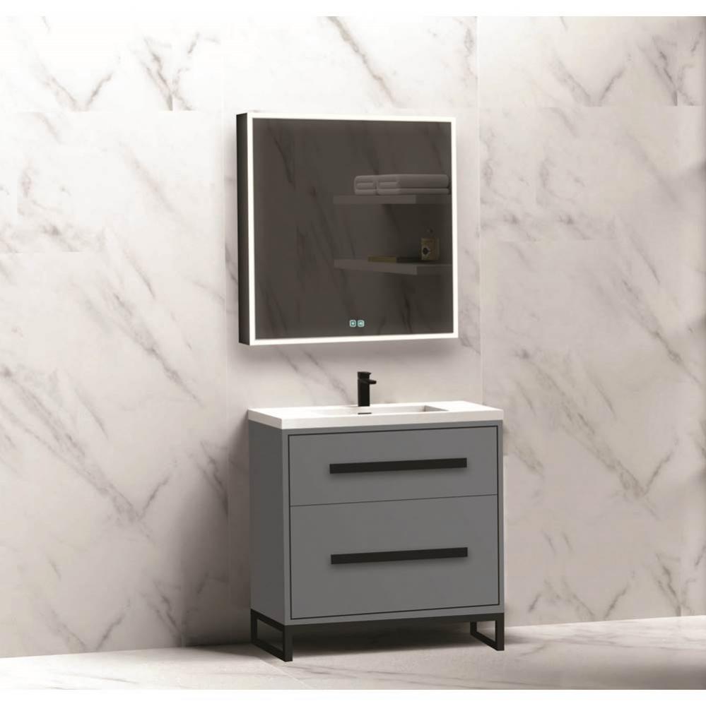 Madeli Pinnacle 30'' Free standing Vanity Cabinet in Studio Grey/HW: Polished Chrome(PC)