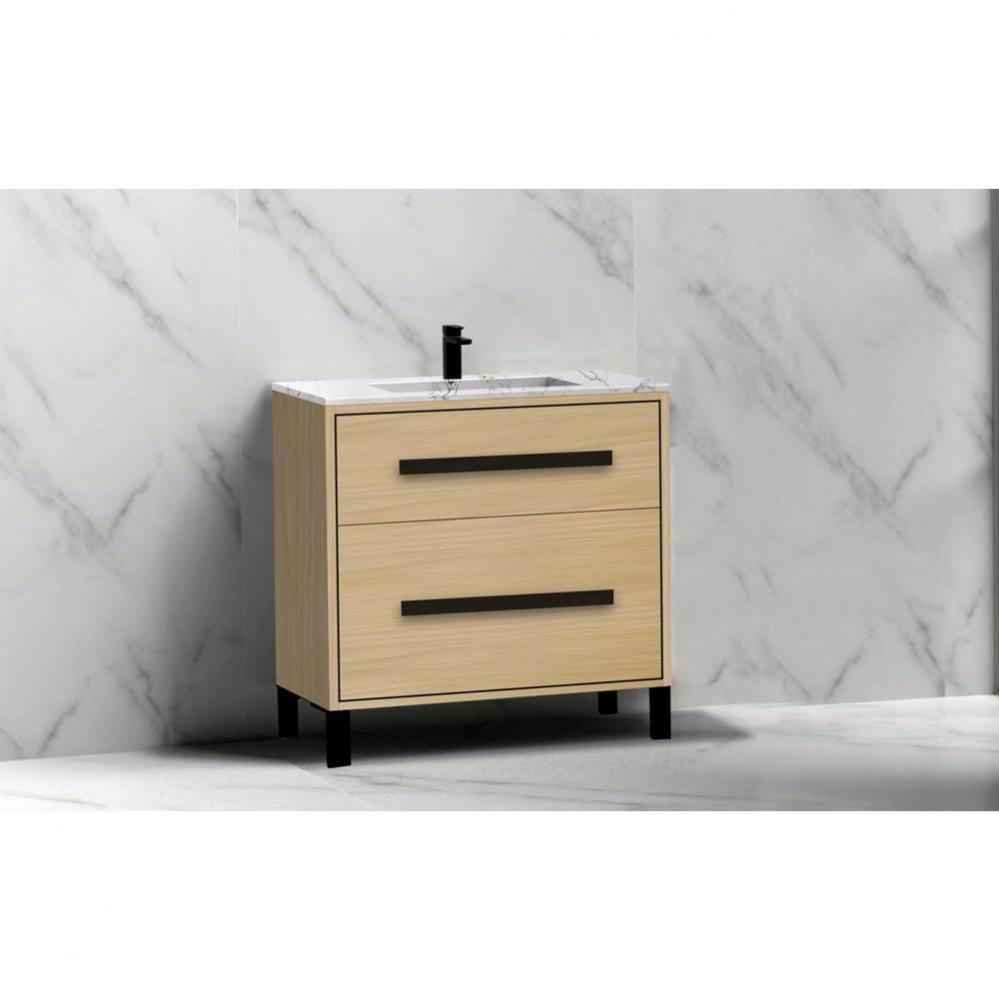 Madeli Pinnacle 30'' Free standing Vanity Cabinet in Natural Oak/HW: Satin Brass(SB)