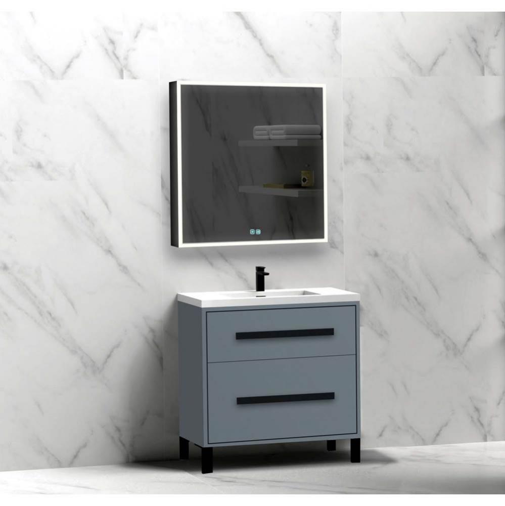 Madeli Pinnacle 30'' Free standing Vanity Cabinet in Studio Grey/HW: Polished Nickel(PN)