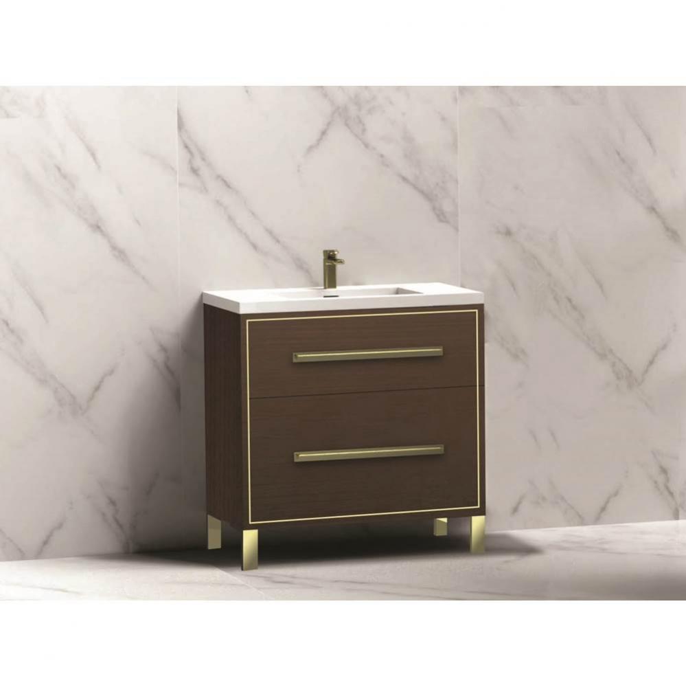 Madeli Pinnacle 30'' Free standing Vanity Cabinet in Walnut/HW: Matte Black(MB)