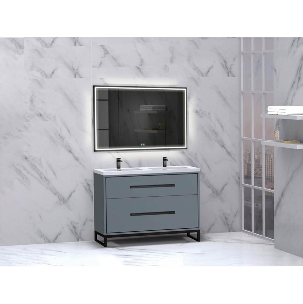 Madeli Pinnacle 48D'' Free standing Vanity Cabinet in Studio Grey/HW: Polished Chrome(PC