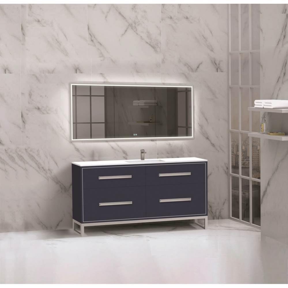 Madeli Pinnacle 60C'' Free standing Vanity Cabinet in Sapphire/HW: Matte Black(MB)