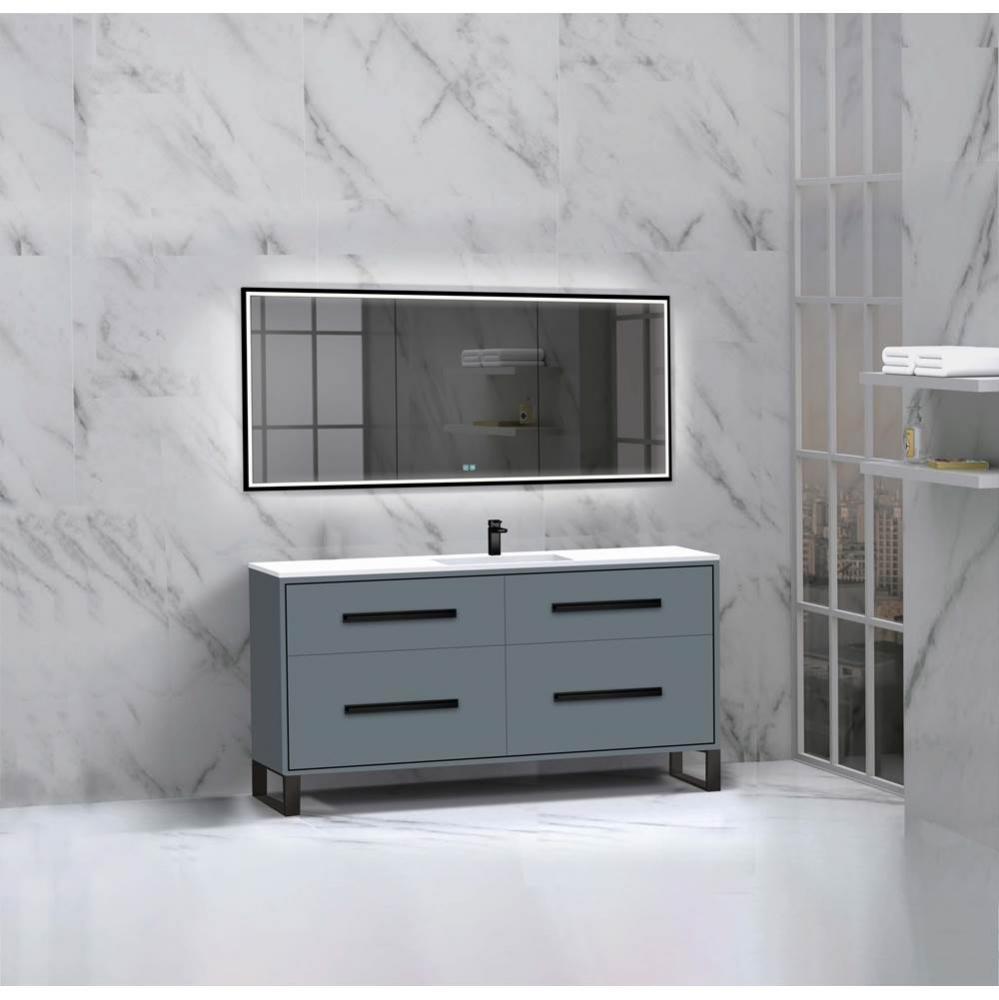 Madeli Pinnacle 60C'' Free standing Vanity Cabinet in Studio Grey/HW: Brushed Nickel(BN)