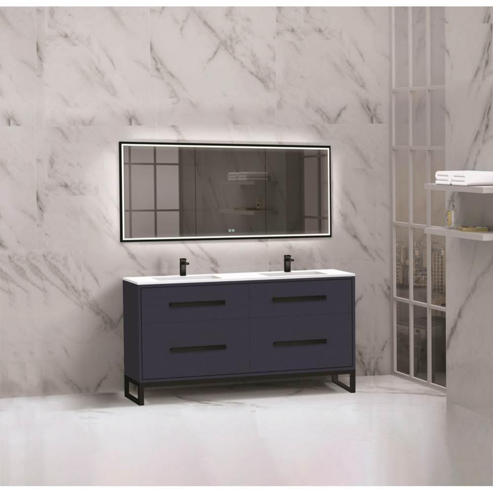 Madeli Pinnacle 60D'' Free standing Vanity Cabinet in Sapphire/HW: Matte Black(MB)