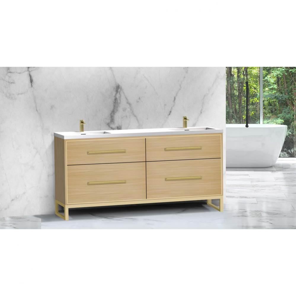 Madeli Pinnacle 72'' Free standing Vanity Cabinet in Natural Oak/HW: Matte Black(MB)