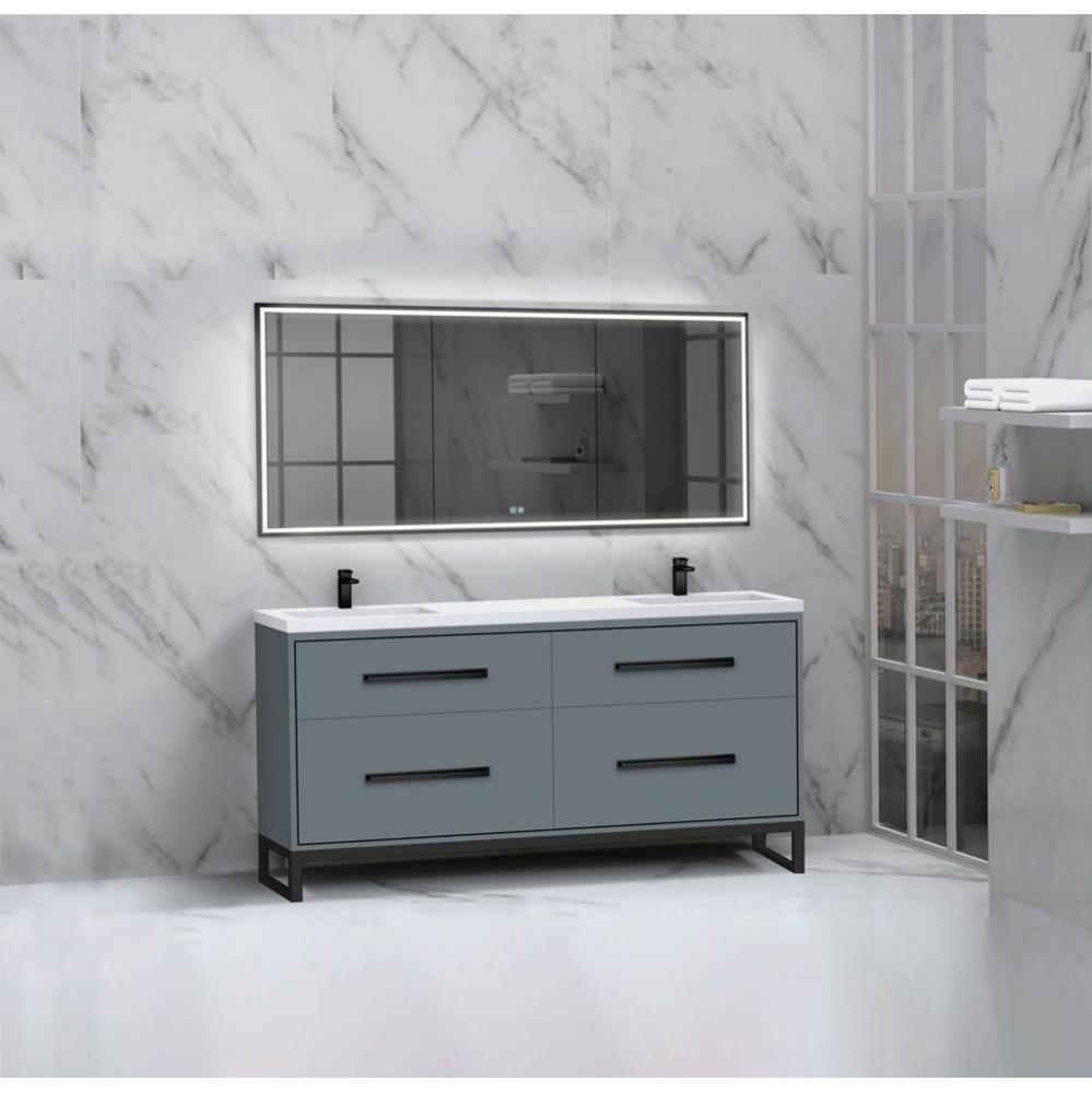 Madeli Pinnacle 72'' Free standing Vanity Cabinet in Studio Grey/HW: Matte Black(MB)