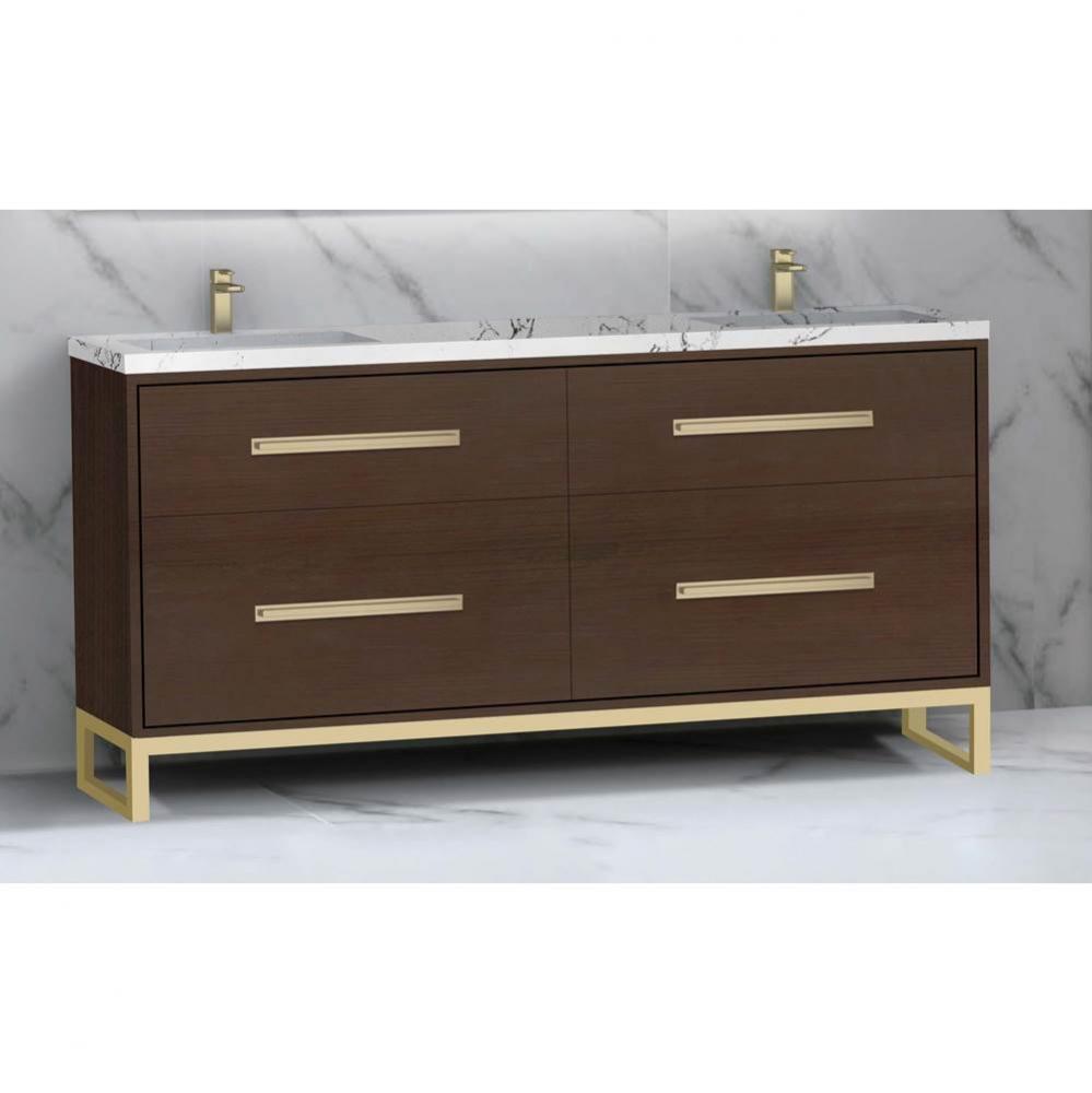 Madeli Pinnacle 72'' Free standing Vanity Cabinet in Walnut/HW: Matte Black(MB)