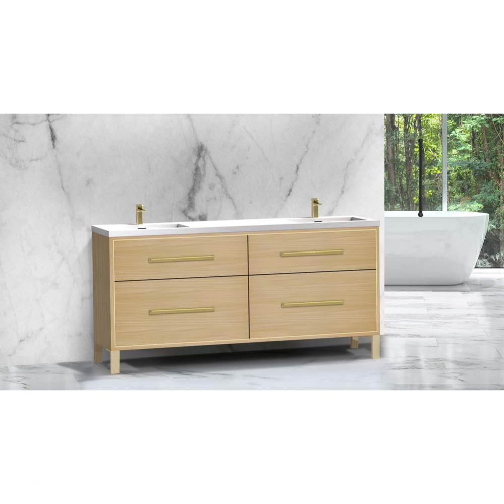 Madeli Pinnacle 72'' Free standing Vanity Cabinet in Natural Oak/HW: Polished Nickel(PN)