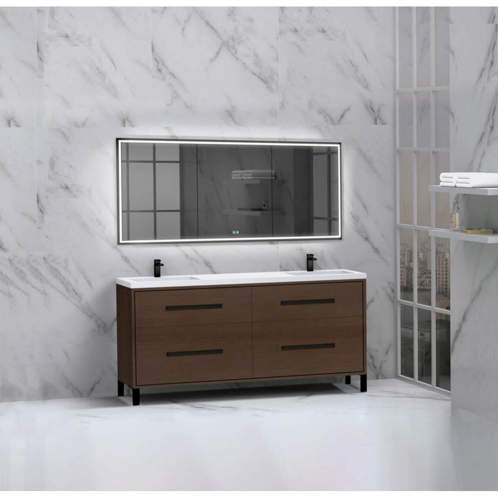 Madeli Pinnacle 72'' Free standing Vanity Cabinet in Walnut/HW: Brushed Nickel(BN)