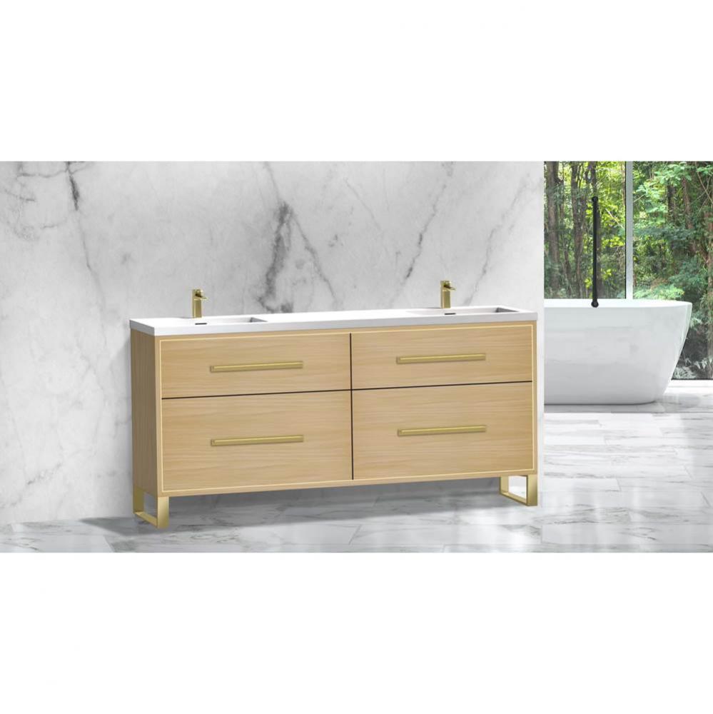 Madeli Pinnacle 72'' Free standing Vanity Cabinet in Natural Oak/HW: Polished Chrome(PC)