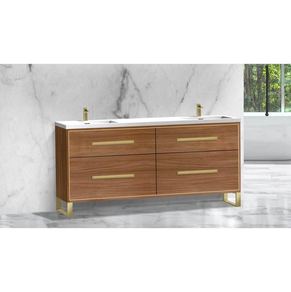 Madeli Pinnacle 72'' Free standing Vanity Cabinet in Natural Walnut/HW: Matte Black(MB)