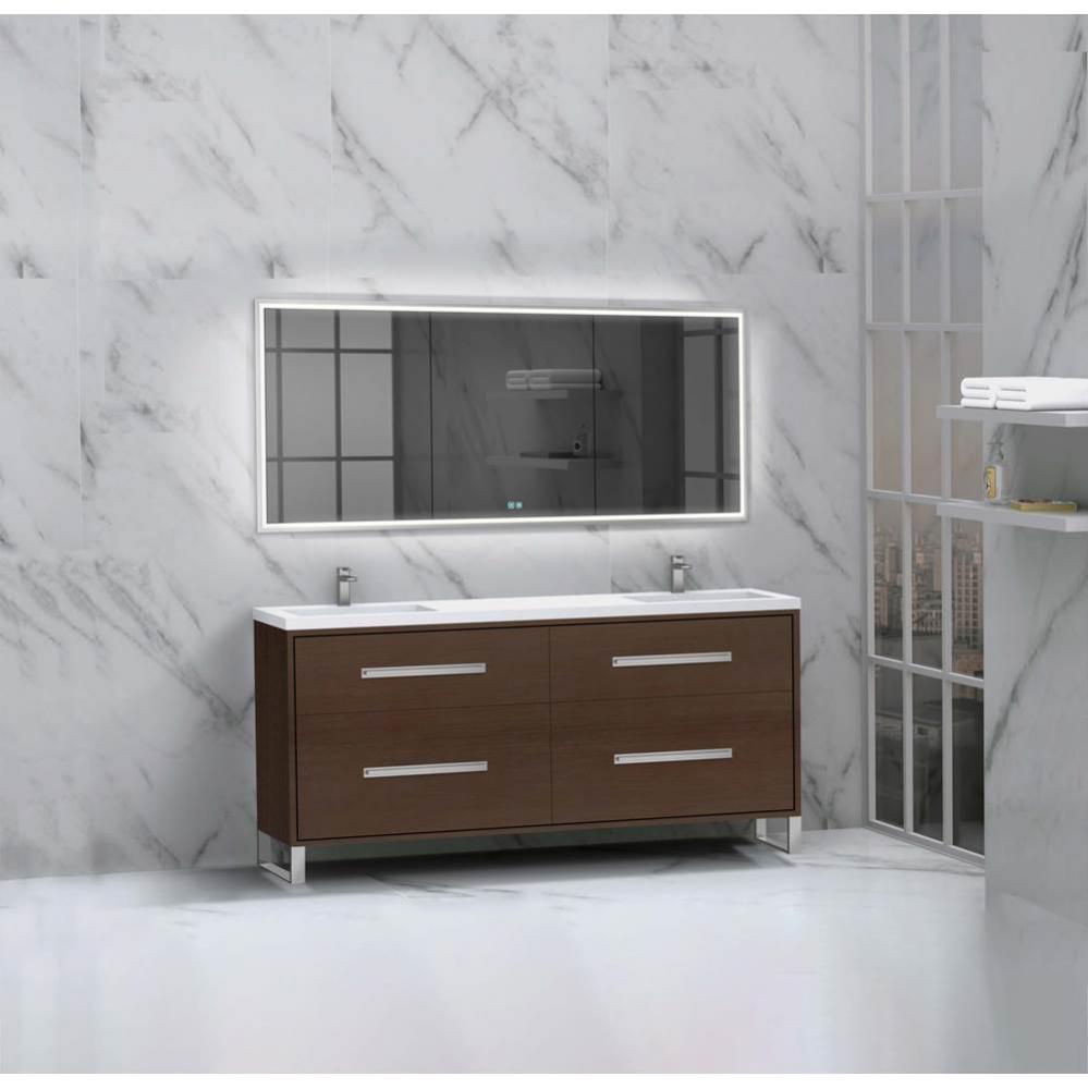 Madeli Pinnacle 72'' Free standing Vanity Cabinet in Walnut/HW: Satin Brass(SB)