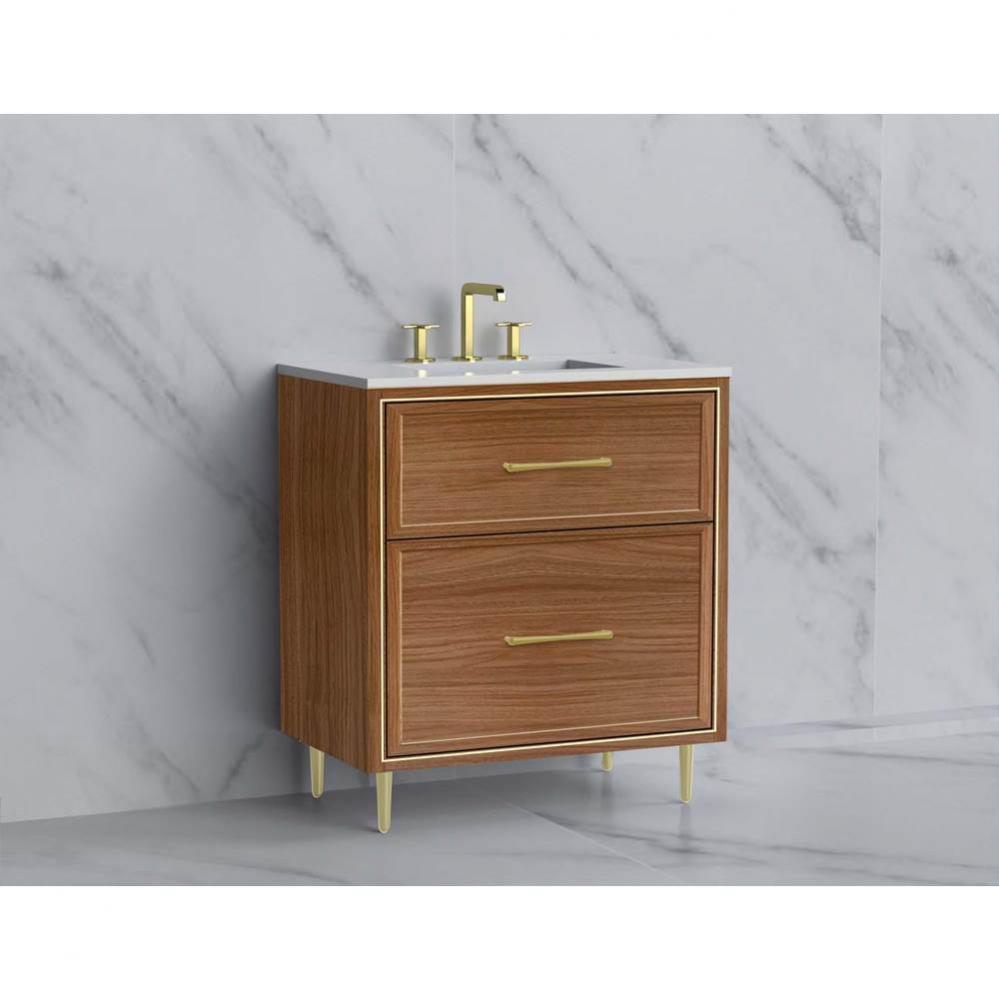 Madeli Profile 30'' Free standing Vanity Cabinet in Natural Walnut/HW: Handle & Feet