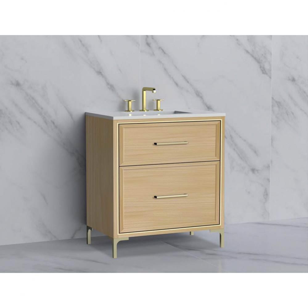 Madeli Profile 30'' Free standing Vanity Cabinet in Natural Oak/HW: Handle & Feet Sa