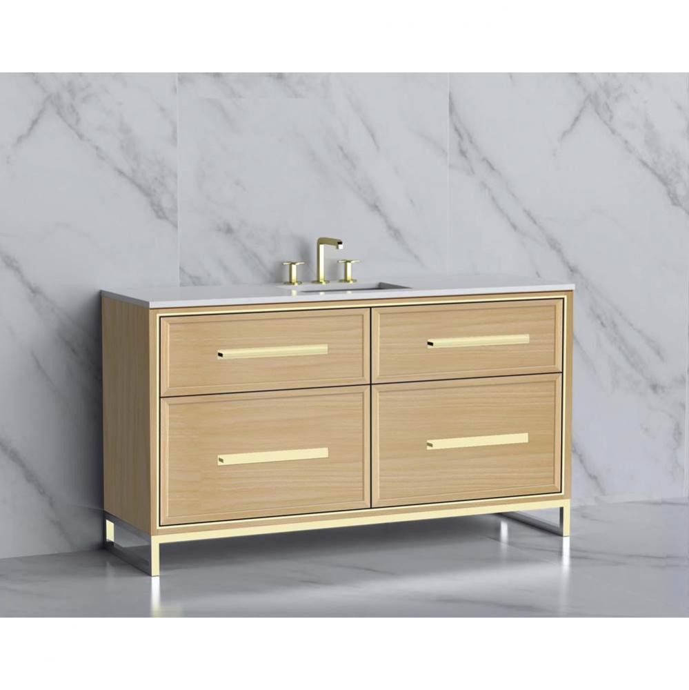 Madeli Profile 60C'' Free standing Vanity Cabinet in Natural Oak/HW: Handle & Feet M