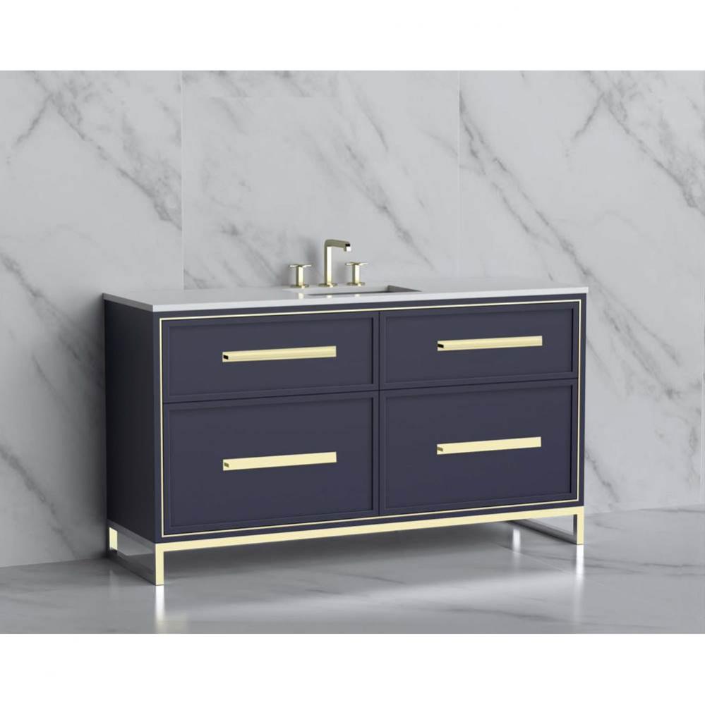 Madeli Profile 60C'' Free standing Vanity Cabinet in Sapphire/HW: Handle & Feet Poli