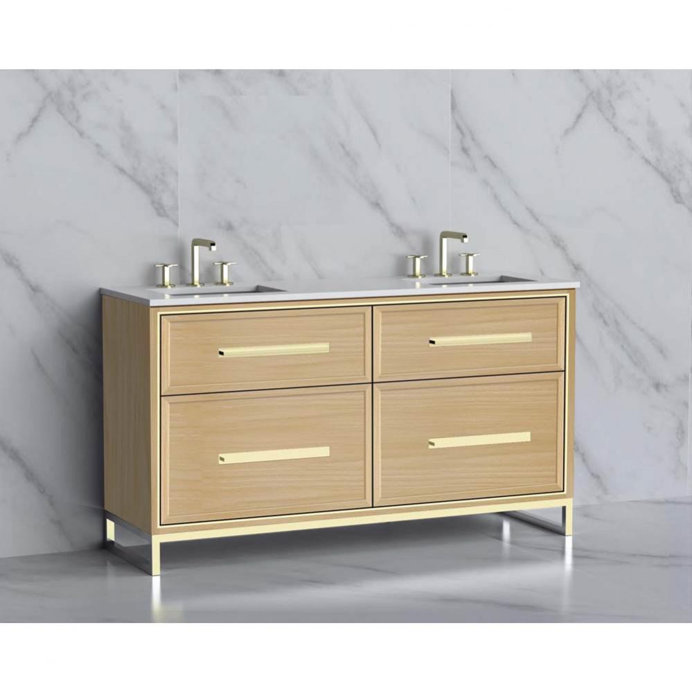 Madeli Profile 60D'' Free standing Vanity Cabinet in Natural Oak/HW: Handle & Feet B