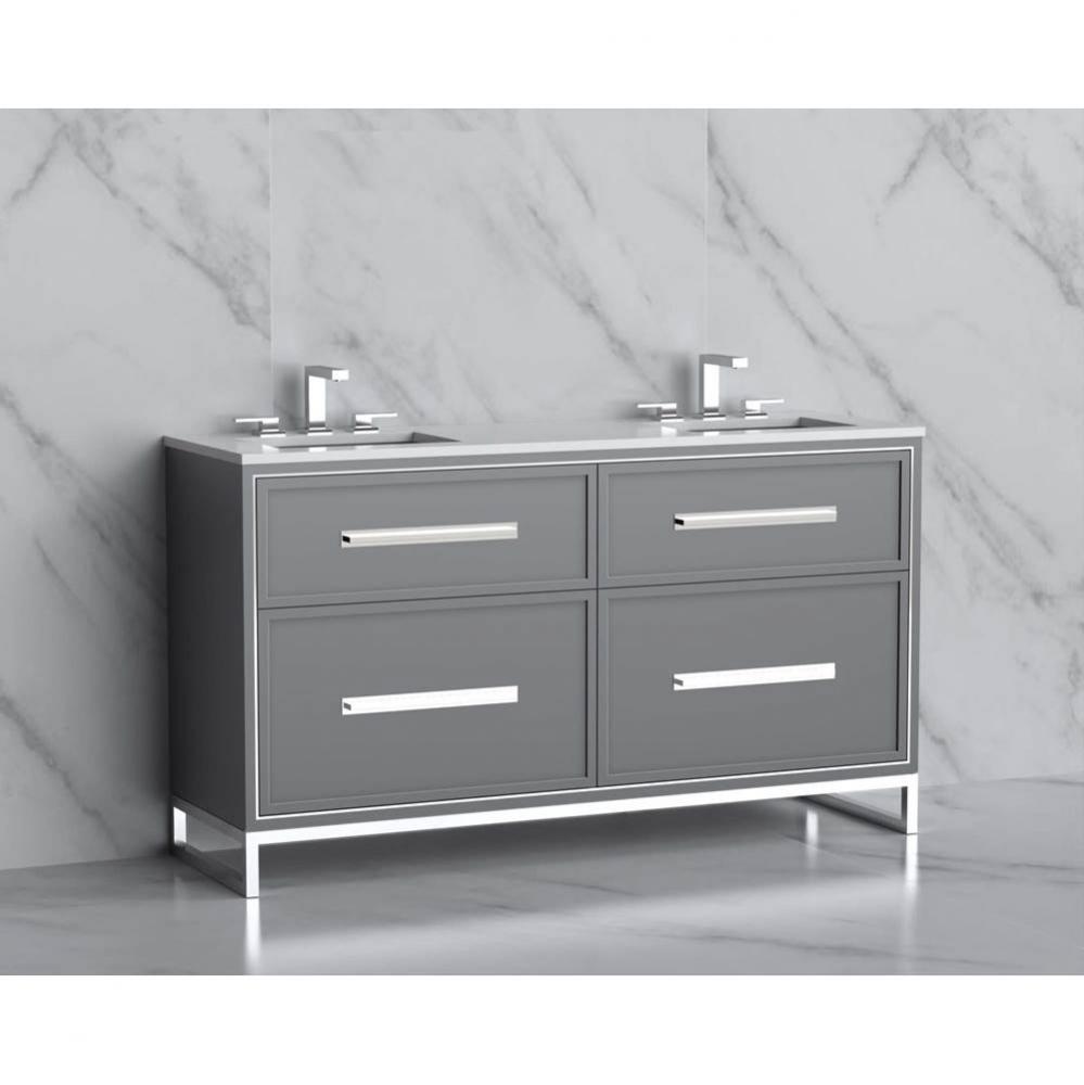 Madeli Profile 60D'' Free standing Vanity Cabinet in Studio Grey/HW: Handle & Feet B